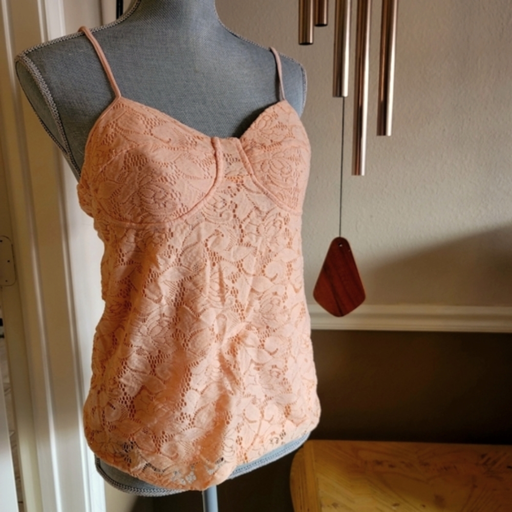 Candie's Coral Lace Lined Cami Tank XL